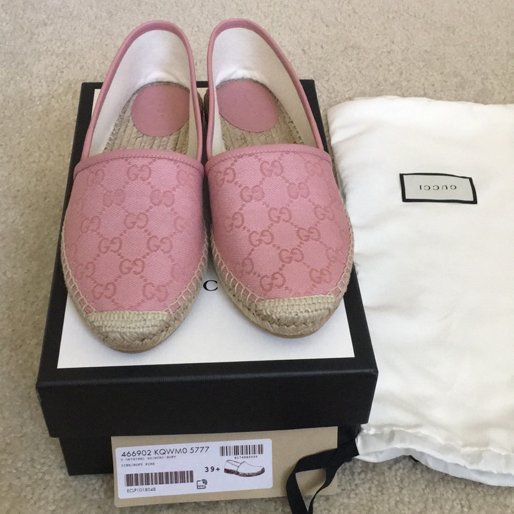 Gucci GG Canvas Pink Espadrilles Size 39.5 NIB